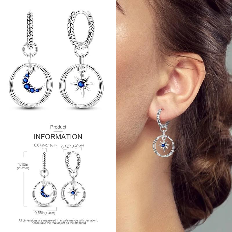 2024 New Earring for Women 925 Silver Sparkling Star Butterfly Heart Tassels Feather Hoop Earrings Engagement Wedding Jewelry