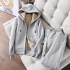 Winter Women's Sports Casual Suit: Plush, Thickened Solid Color Slimming Hooded Jacket & Trendy Long-Sleeved Jogger Pants