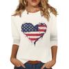 Женская мода, повседневная свободная футболка с принтом на День независимости и круглым вырезом, рукав 3/4, женский топ