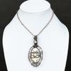 Orange Scolecite, Moonstone Gemstone Copper Wire Wrap Jewelry Pendant 3.47"