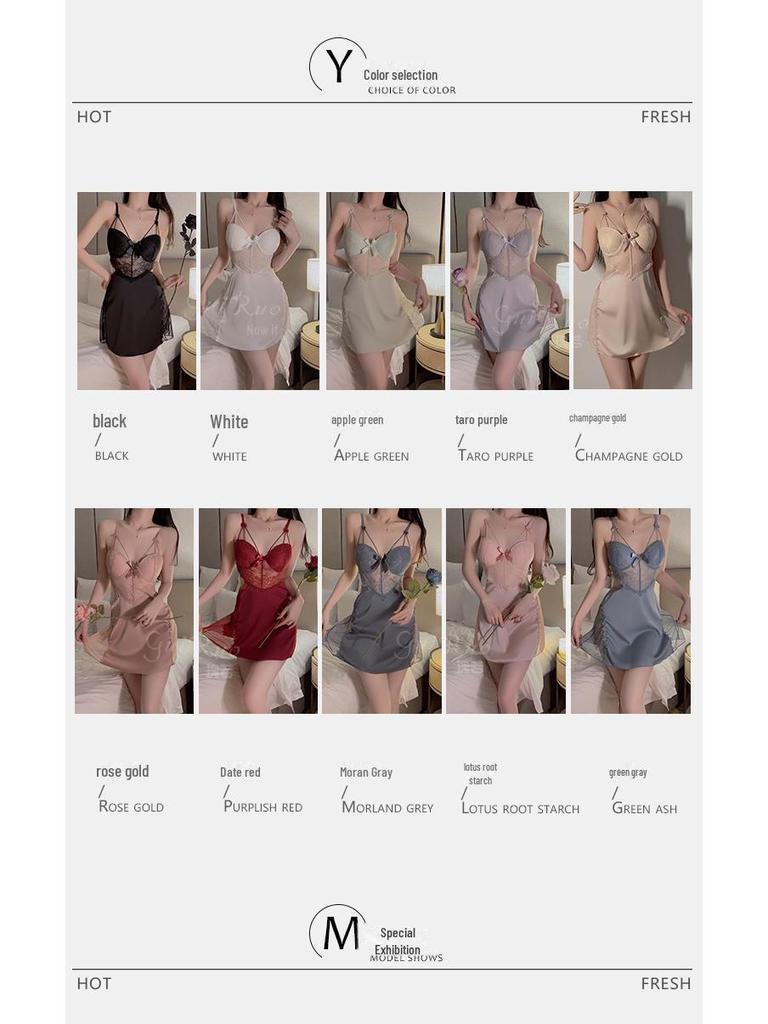 Пижамный комплект Guiruo Plus Size с нагрудными накладками и поддерживающими ремнями - Включает ночную рубашку и уютный халат