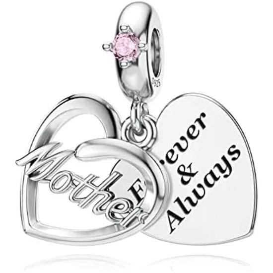 Медный Мать Сестры Дочь Друг Розовое Сердце Формы Шарм Подвеска Подходит Для Оригинального Браслета-Подвески Diy Женские Украшения