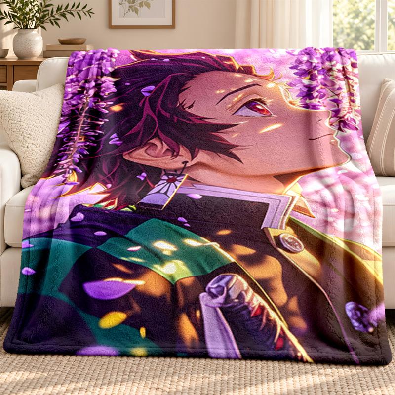 Akaza Demon Slayer blanket Flannel Blanket Soft Cozy Plush Throw for Sofa Bed Lightweight Home Decoration Outdoor camping