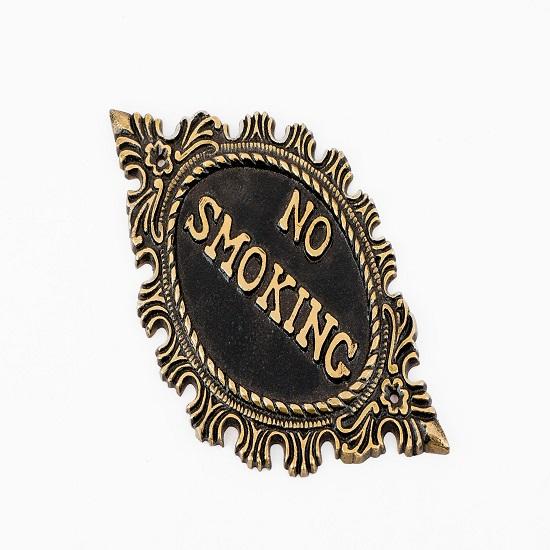 Luxury Handcrafted No Smoking Sign Plate Solid Brass Engraved Plaque Elegant Home Office Decor