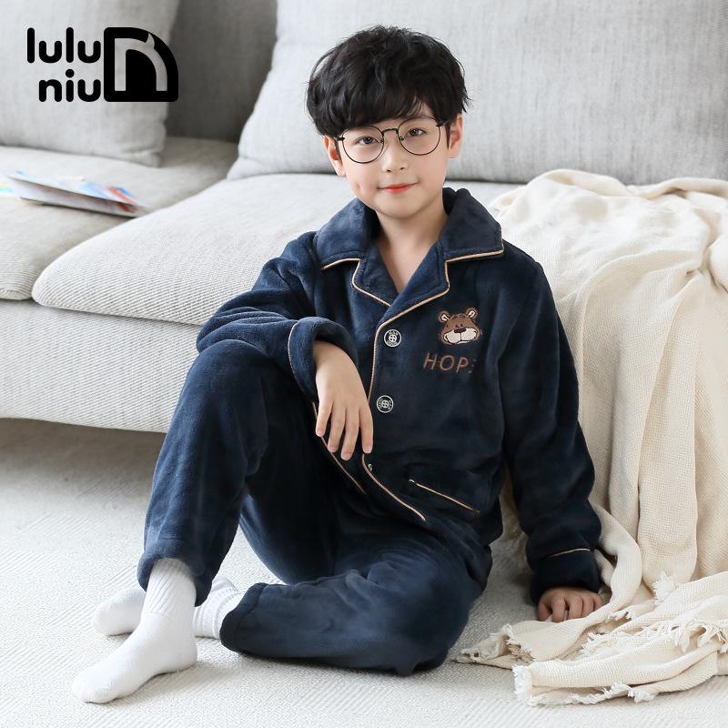 Фланелевая пижама Lulu Cow для мальчиков - Осень/Зима, коралловый флис, для подростков