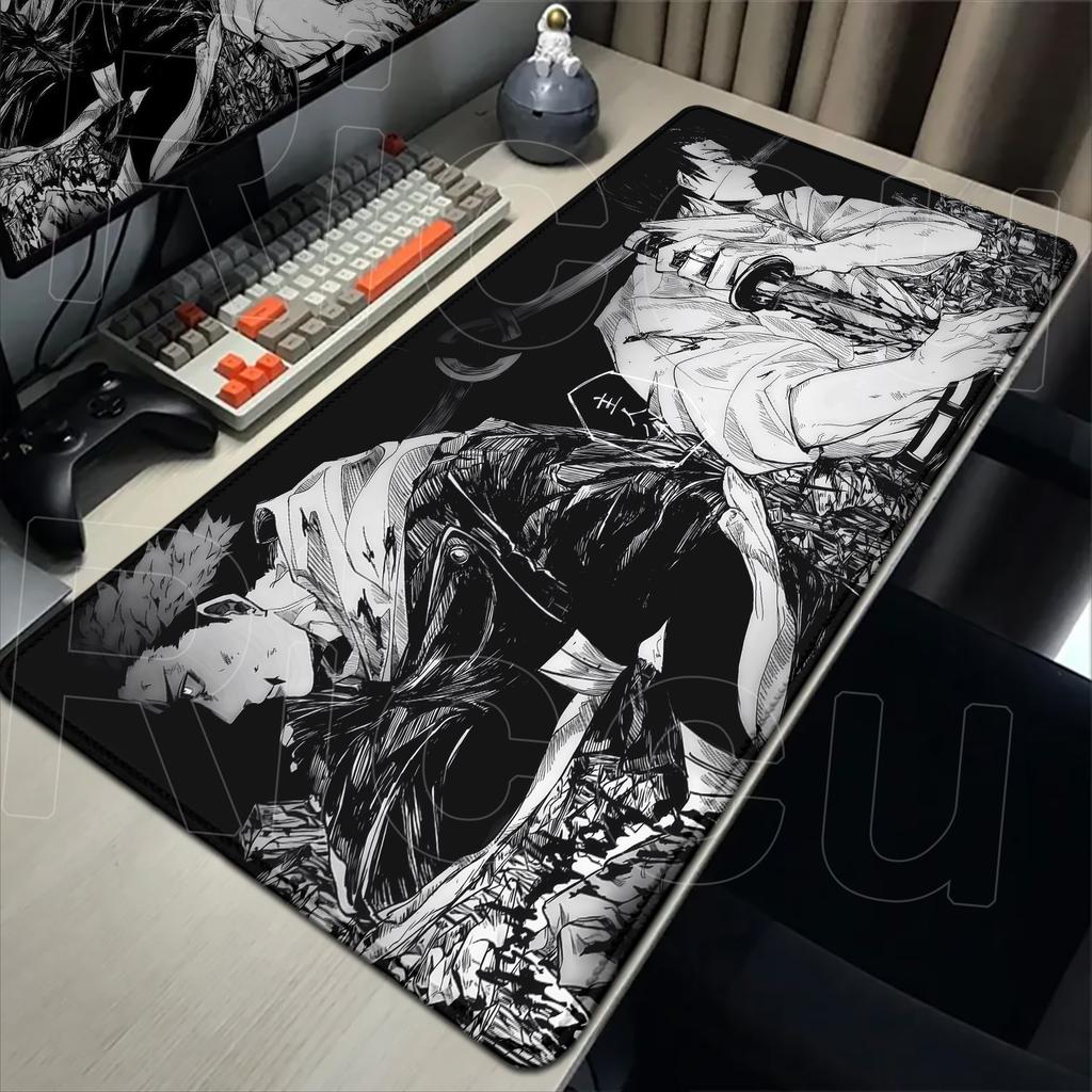 HD 60x30см Черный Аниме Jujutsu Kaisen XXL Коврик для Мыши Годжо Сатору Коврики для Мыши Игровой Периферийный Устройство для Компьютера Аксессуары для ПК Настольный Коврик