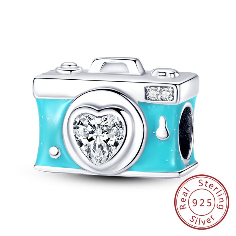 New 925 Silver Charm Airplane Camera Suitcase Love Travel Life DIY Beads Fit Original Charms Bracelet Jewelry