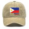 Flag of Filipino Print Adjustable Baseball Hat, Patriotic Flat Cap Trendy Slouchy Sun Visor Raw Brim Snapback Baseball Cap