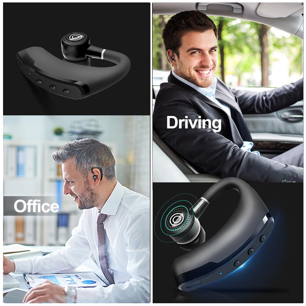 V9 Bluetooth 5.2 Гарнитура Беспроводные деловые наушники с цифровым дисплеем Наушники-крючки с одним ухом Hi-Fi Стерео Спортивные наушники-вкладыши с микрофоном