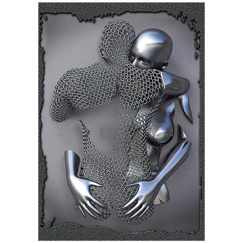 3D визуальные золотые, серебряные настенные художественные картины из металла, современные скандинавские персонализированные холсты, интерьерные картины, принты, домашний декор