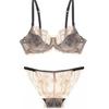 Европейский и американский супертонкий кружевной комплект нижнего белья: Сексуальный прозрачный бюстгальтер и трусики большого размера