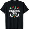 Милая семейная рождественская футболка с надписью 'Crew' в тон пижаме, с огоньками в подарок