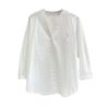 CS Summer New Product Women's Clothes Single Row Multi-Buckle V-neck 3/4 Sleeves Casual Type Linen Blended Tops 1301666
