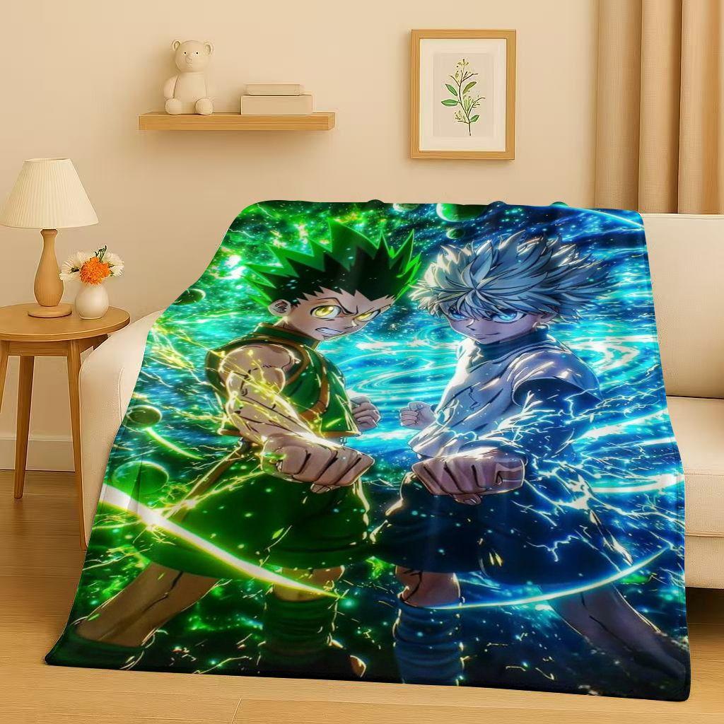 3D Anime Hunter X Hunter Killua Zoldyck Cartoon HXH Flannel Blanket,Ultra Soft Warm Plush Throw for Home Bedroom Bed Sofa Cover