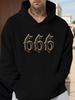 Gothic 666 hoodie - Heavyweight Black Pullover with Medieval Typography