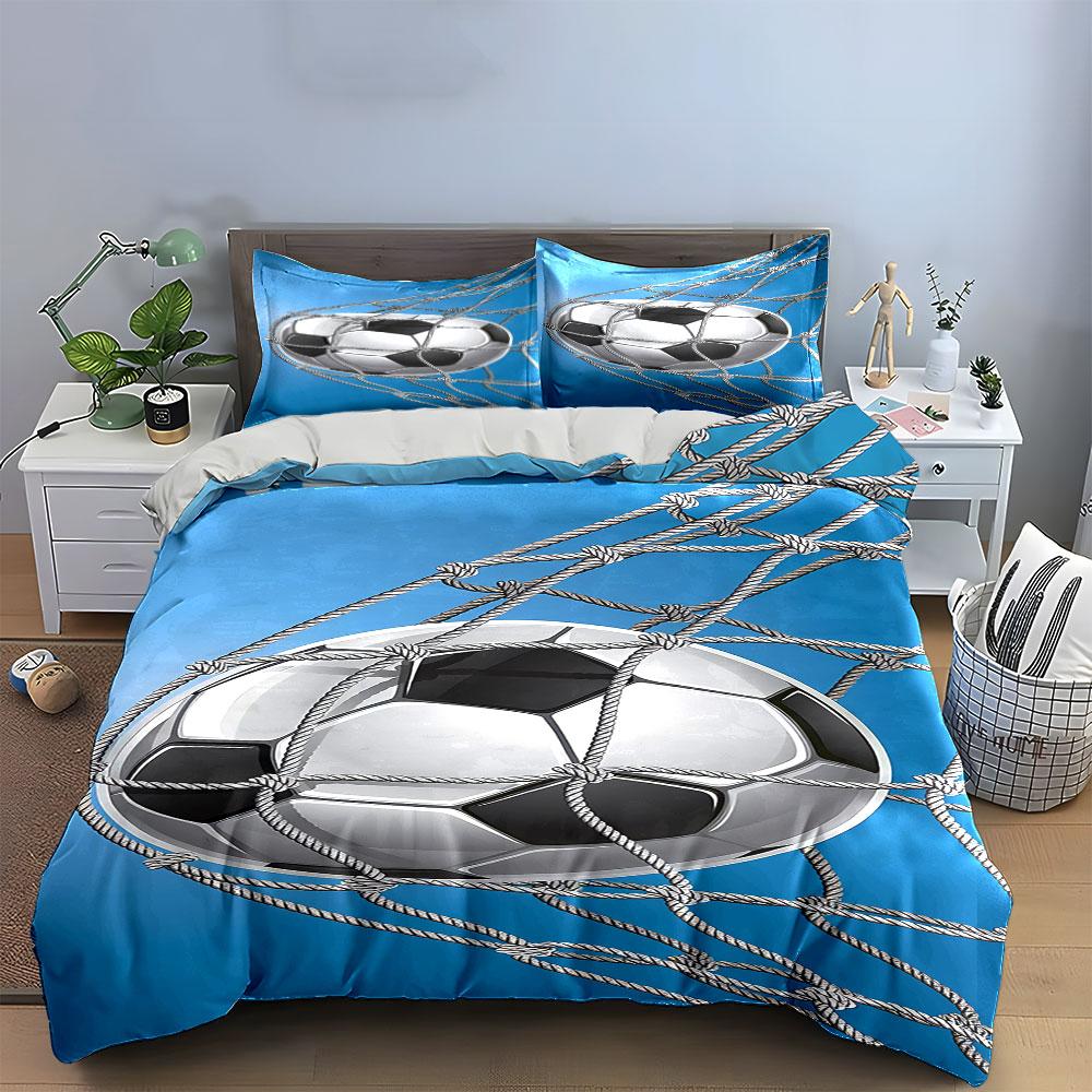 Soccer ball in net. Bedding sets Duvet cover sets Duvet covers Pillowcases(1 * Duvet Cover 2 * Pillowcases, without duvet insert)