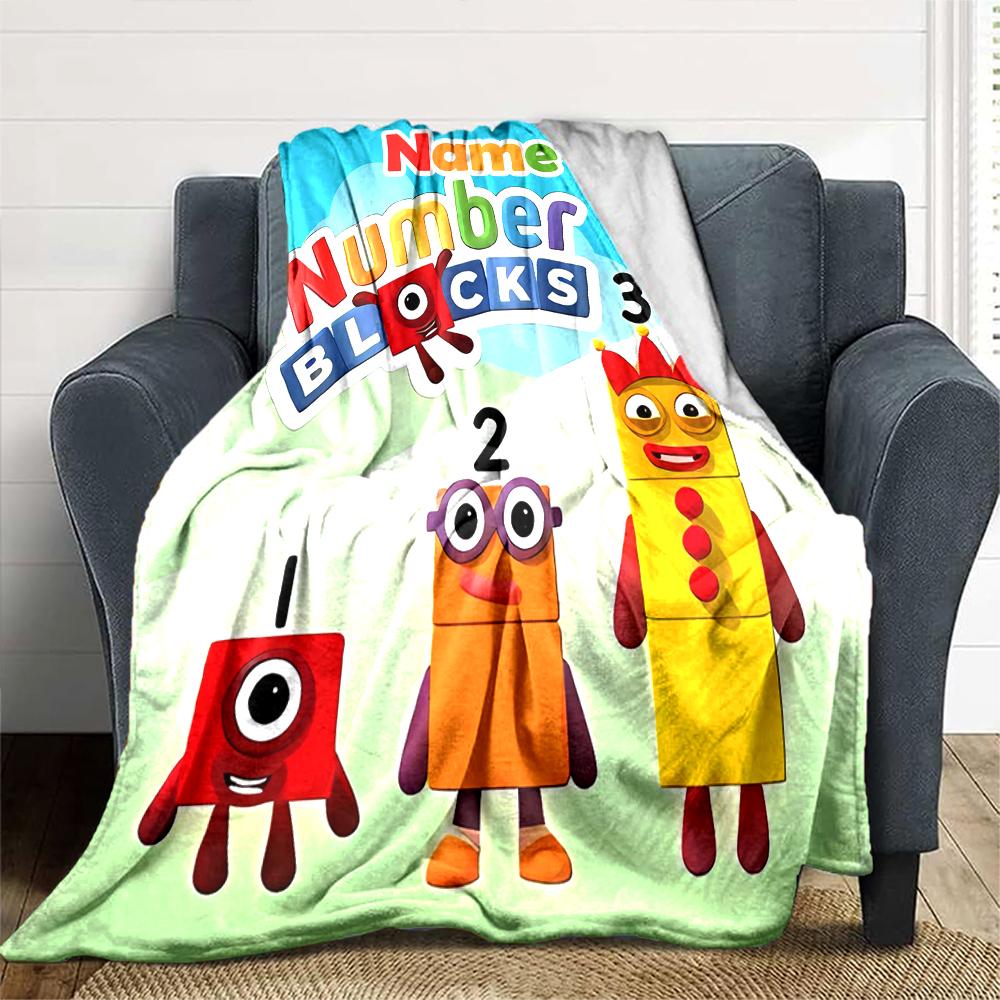 Персонализированное одеяло с именем и номером Personality Numberblocks, мягкое и теплое, для дивана, офиса, кровати, путешествий, перекуса. Подарок, подходит для всех сезонов