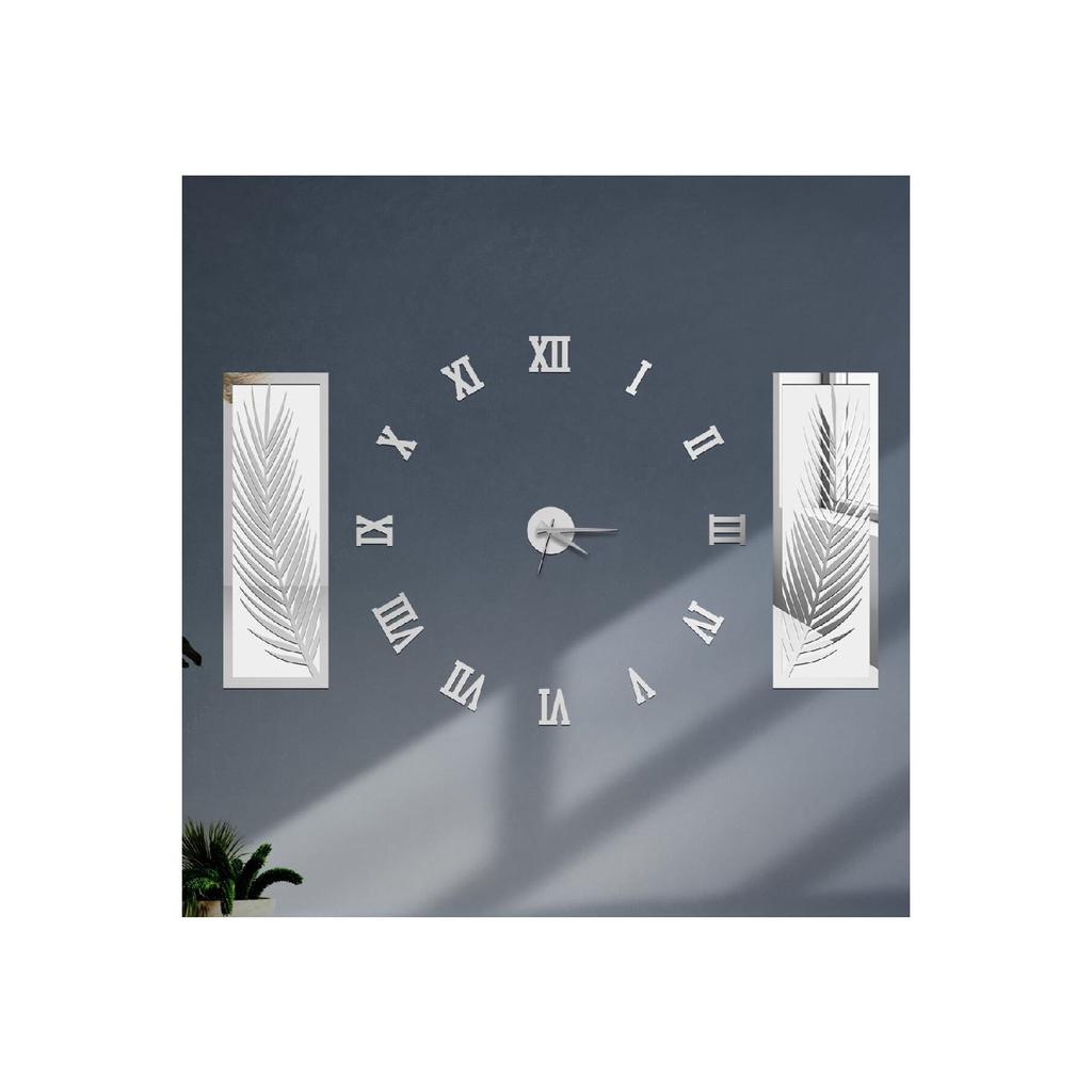 Набор из 3 настенных часов, акриловое плексиглас с зеркальными пальмовыми листьями и римской буквой R. Часы