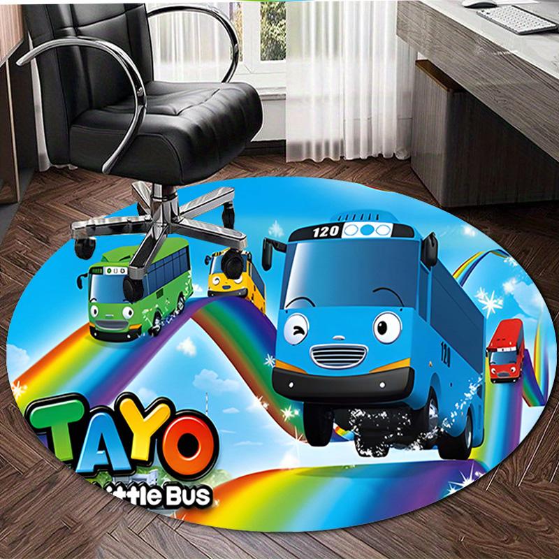 1pc Tayo The Little Bus1 Design Printed Area Round Carpet for Bedroom Living Room Home Decor Rugs Mat Non Slip Mat Rug for Bedside