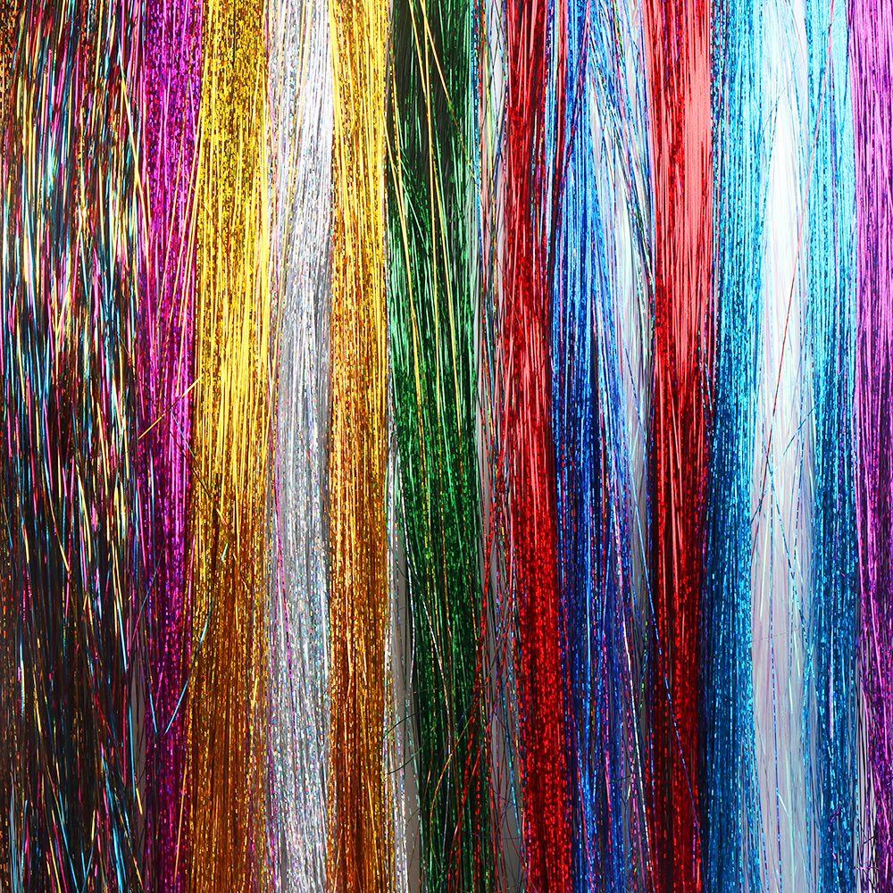 Strands Girls Streak Clubbing Sparkly Hair Extension Hair Tinsel Bling Silk Glitter Rainbow Color