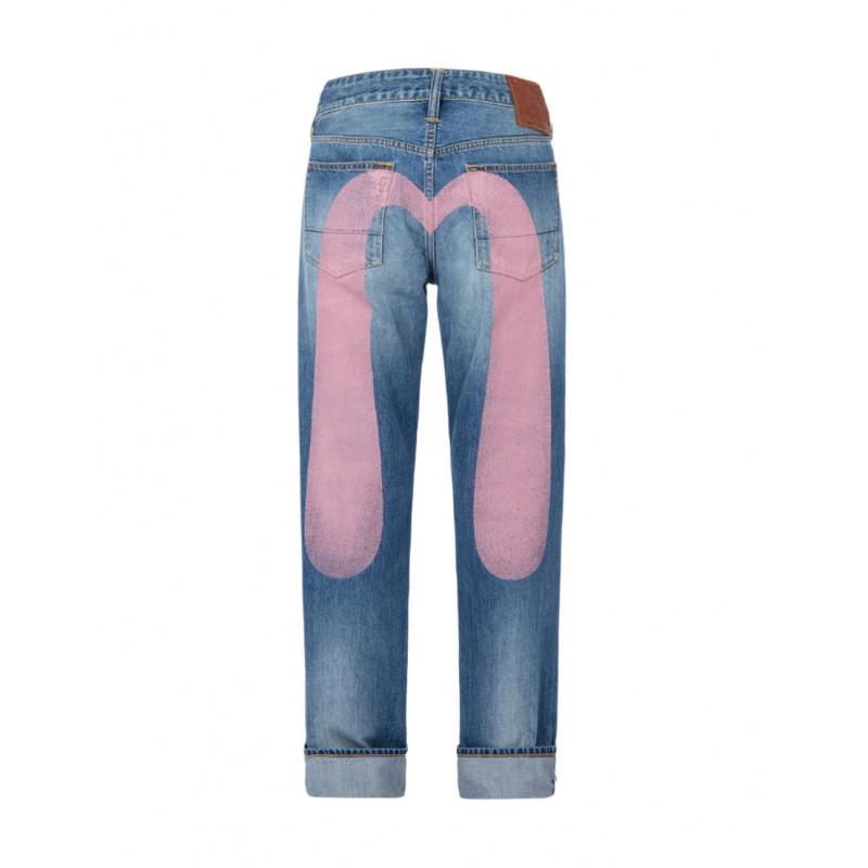 Womens High-Waisted Wide-Leg Straight Jeans With Print Design Stretch Denim Trousers Streetwear Style