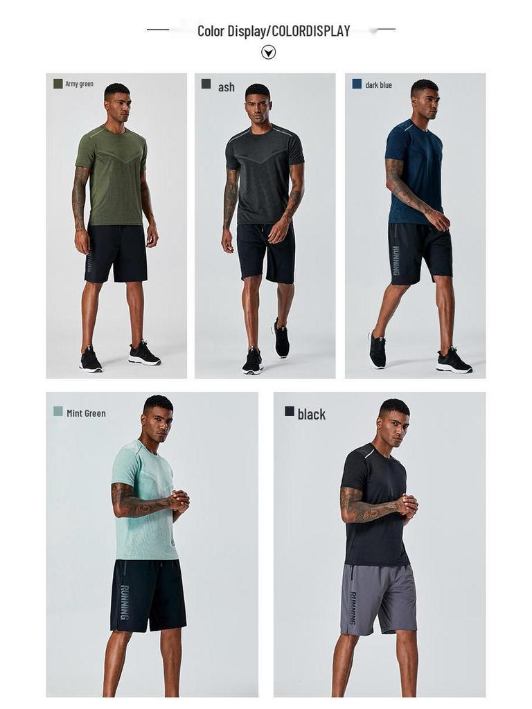 Мужская быстросохнущая футболка из ледяного шелка для повседневного фитнеса - с коротким рукавом, круглым вырезом, больших размеров, летняя спортивная футболка для бега