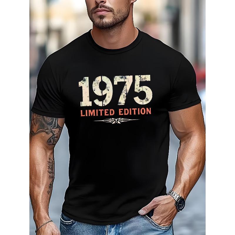 Мужская винтажная графическая футболка, ограниченная серия 1975 года, европейский размер - с коротким рукавом, мягкая и дышащая ткань, идеально подходит для повседневной носки