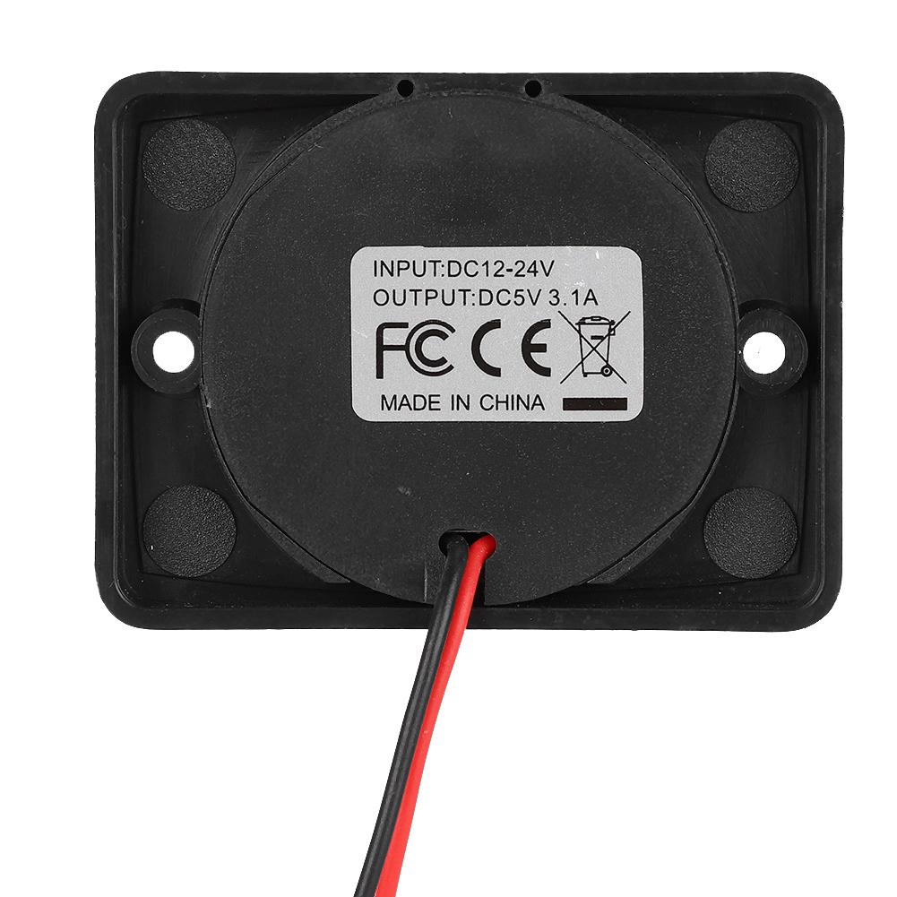 3.1A DC12V24V черный автомобильный двойной USB порт зарядное устройство розетка со светодиодом (красный)