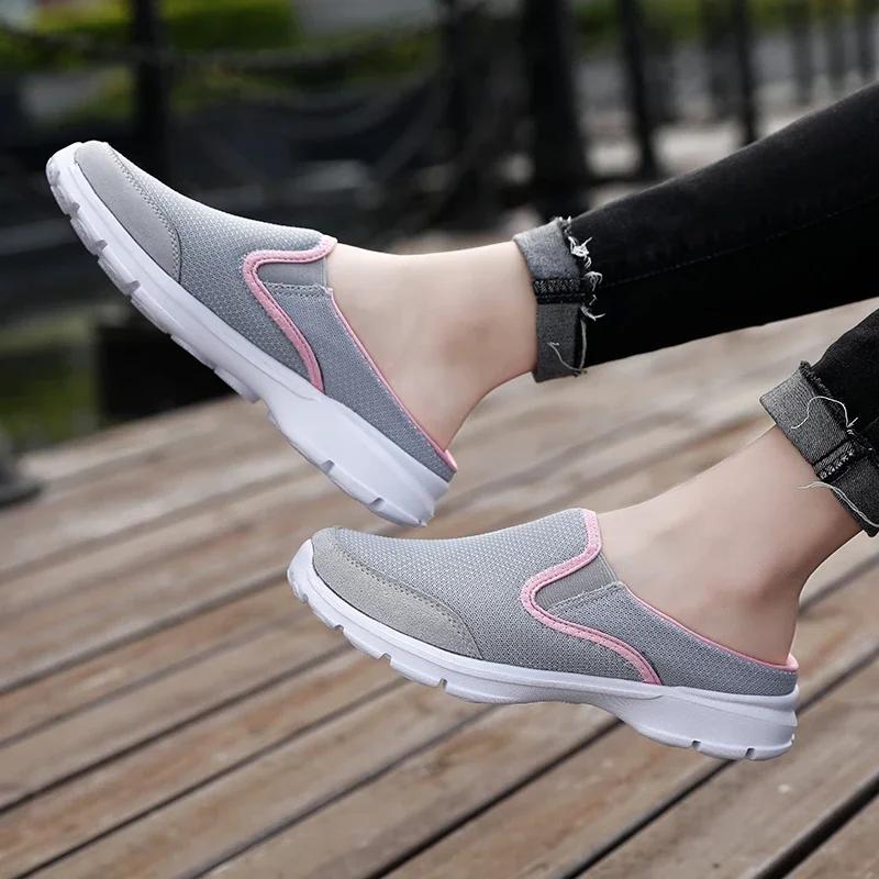 High Quality Breathable Half Slippers Sandals Women Summer Slip-on Big Size Casual Sneakers Ladies Non-slip Soft Walking Shoes