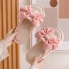 Butterfly Knot Linen Slippers Indoor Cool Slippers Contrasting Colors, Simple Fabric Cotton Linen Slippers
