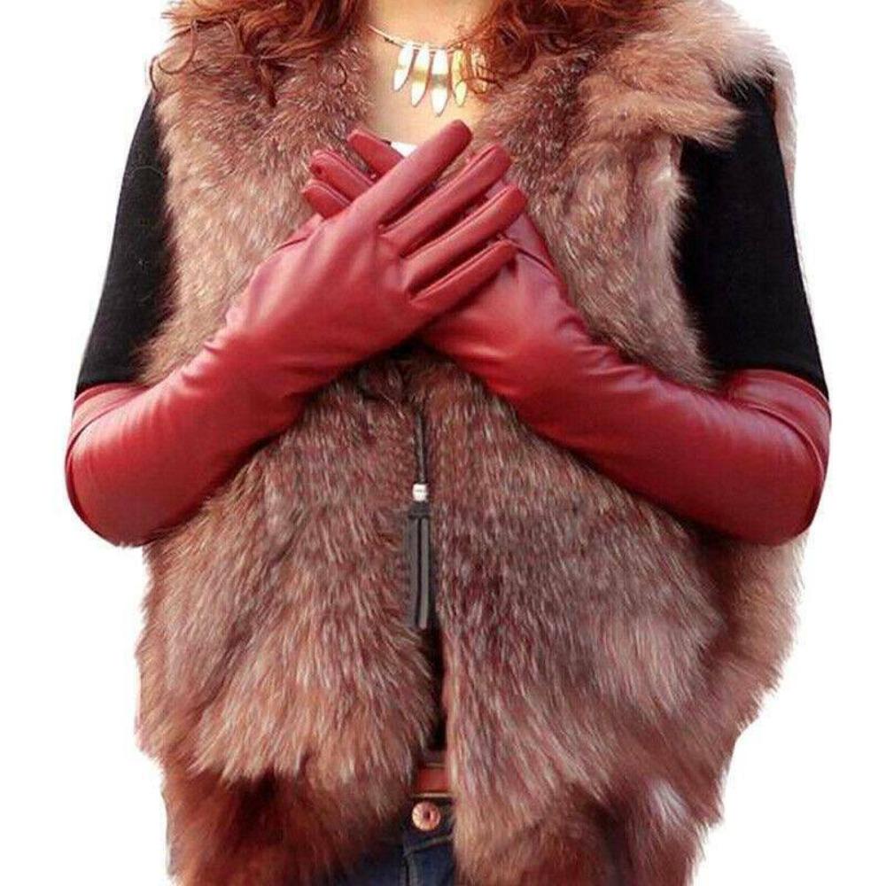 Evening Party Long Elbow Gloves Women Leather Gloves Fashion Gloves