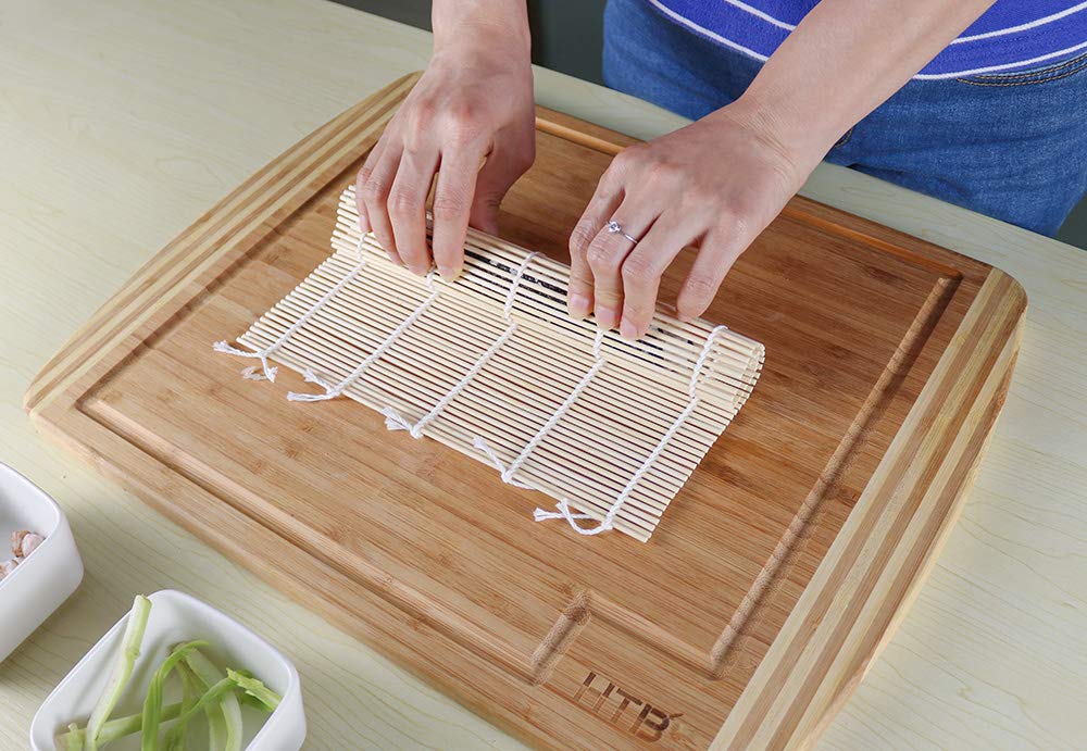 HTB Bamboo Sushi Sushi Толстые бамбуковые суши для приготовления суши Узкий рулон с изображением цветущей вишни, 24x24 см, антибактериальный, ролл, Ehomaki, Ehomaki,