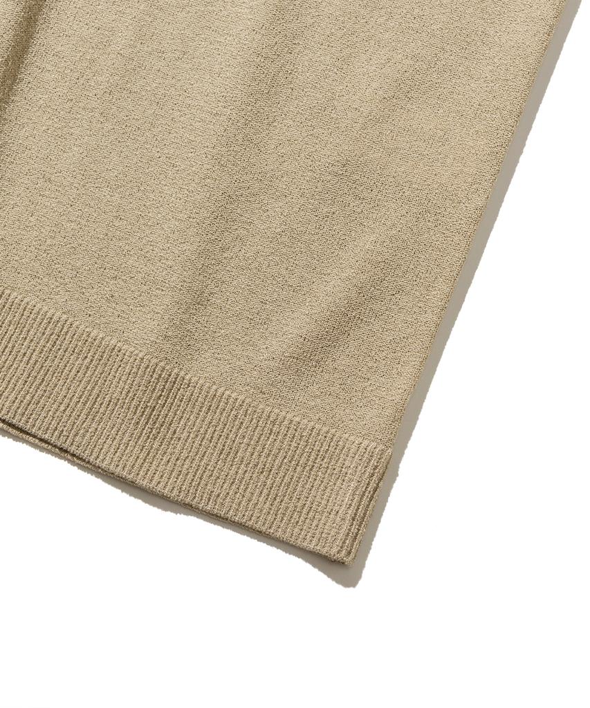 KNITTED Cool Summer Essential Open Collar Knit Tee Beige