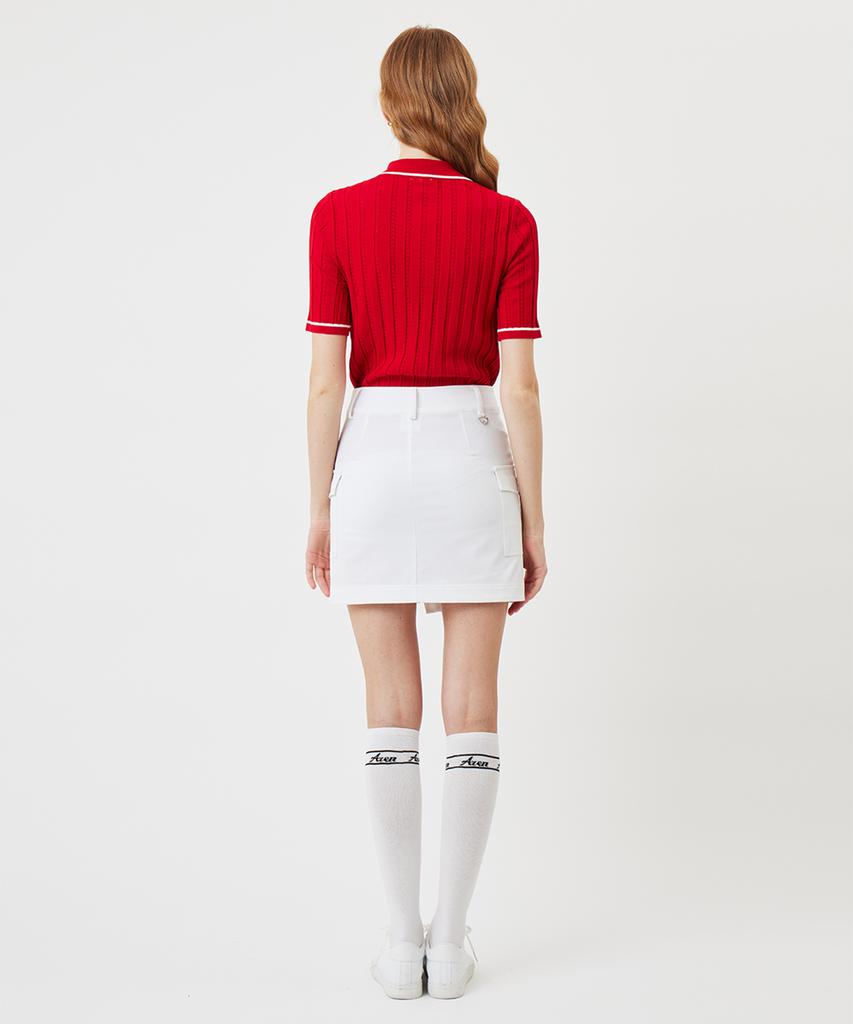 A Ben Short Slit Cargo Skirt White