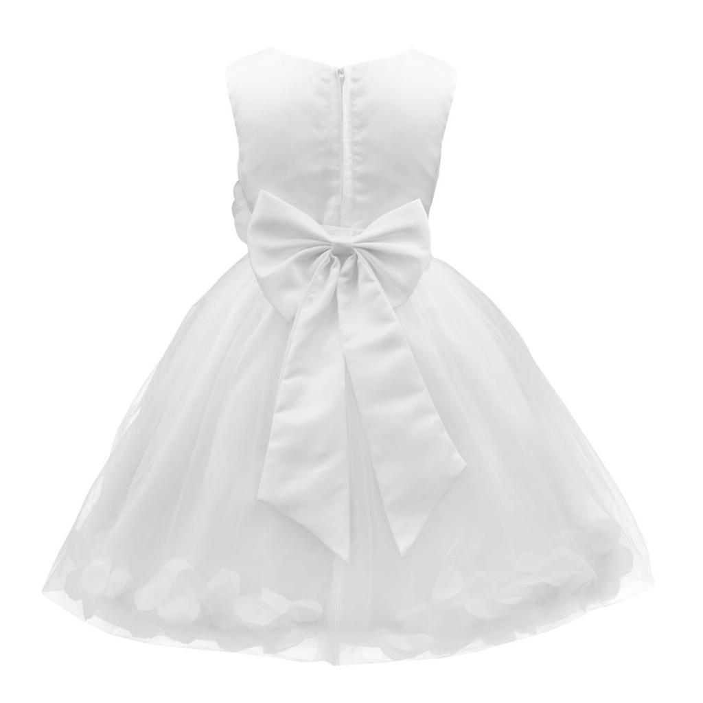 Детское праздничное платье без рукавов из тюля с лепестками цветов для девочек и большим бантом, свадебное платье подружки невесты