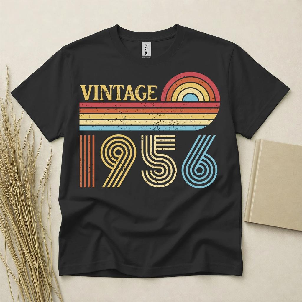 70th Birthday T-shirt Born In 1956 Gifts Vintage Rainbow TShirt Retro Style Tee