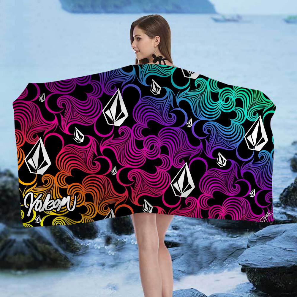V-VOLCOM LOGO Большие пляжные полотенца из микрофибры Быстросохнущее полотенце Песчаные пляжные полотенца Полотенце для бассейна для путешествий Плавание Бассейн Йога
