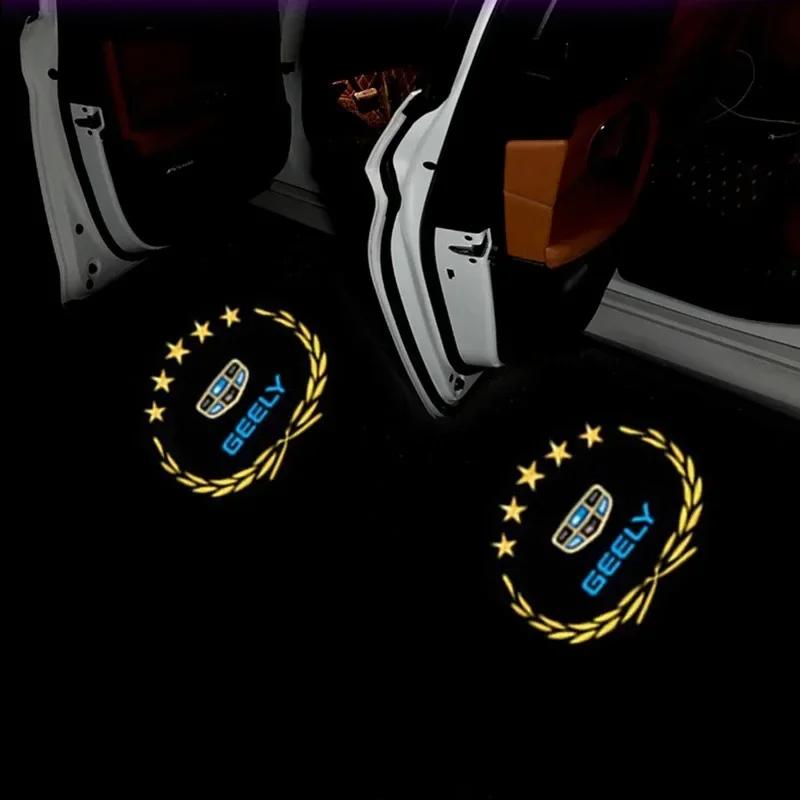 2 шт. Для GEELY Atlas OEM Светодиодная подсветка приветствия в автомобиле, проектор логотипа двери, лампа подсветки для Geely Emgrand Atlas Boyue GL GS NL3