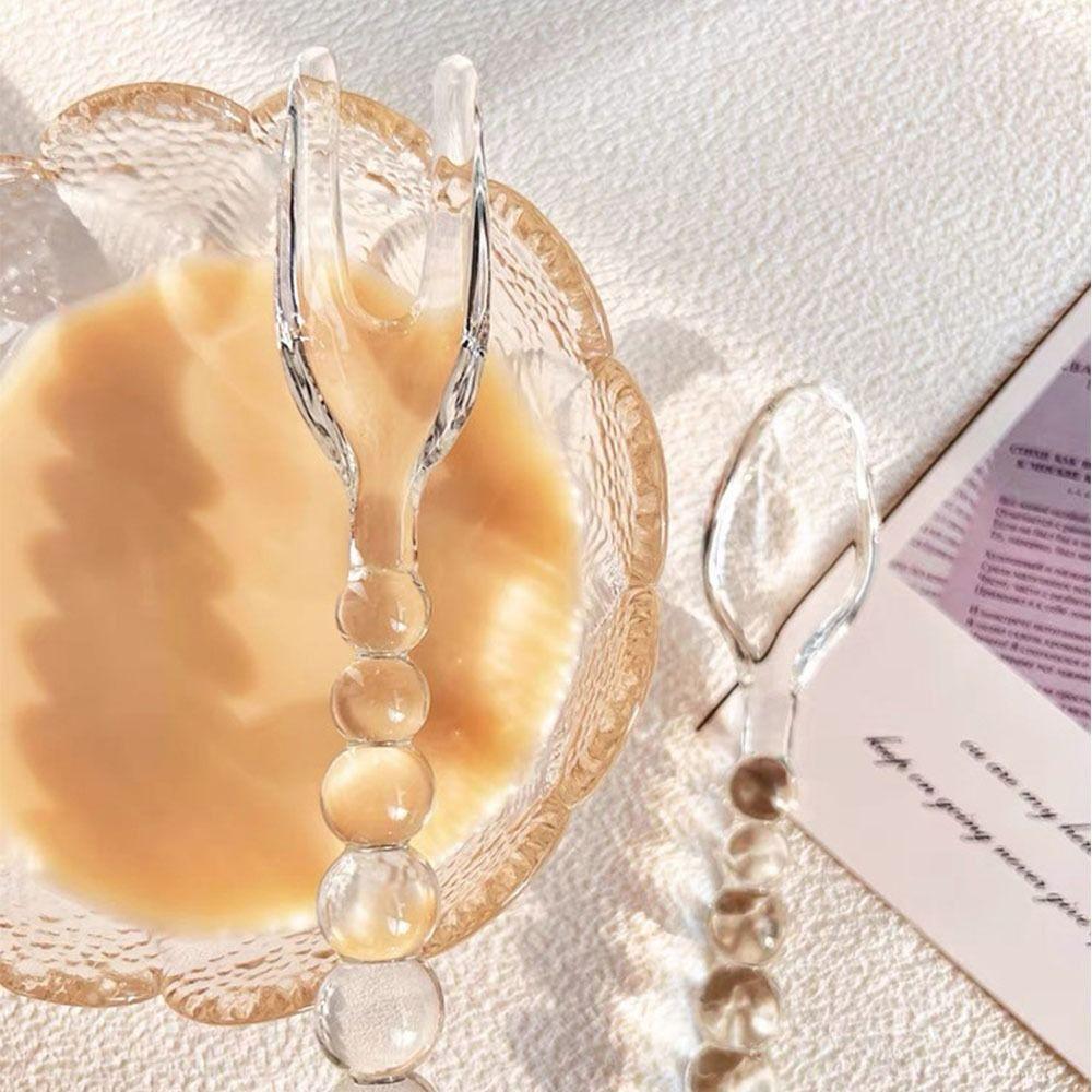 Heat Resistant Glass Spoons Fork Pink Green Coffee Mixing Spoon Creative Tableware Spoon Household