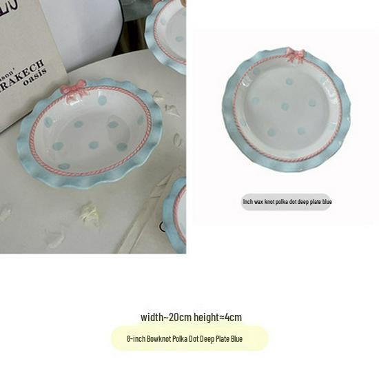 Корейский милый набор керамической тарелки и пиалы с кружевом и бантом для десертов и тортов