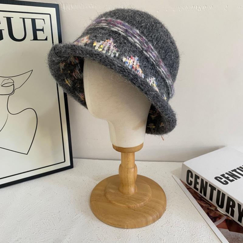 JYL TS DIY Jacquard Fisherman Hat Women Autumn Winter Warm Bucket Hat Acrylic