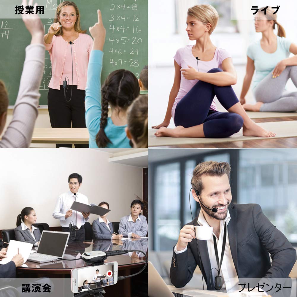 Alvoxcon Wireless Microphone Headset, Lapel Microphone, Wireless UHF Clip-on Microphone, for Video Recording, Recording, and Loudspeakers, Cameras,