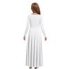 Girls Worship Dance Costume Long Sleeve Round Neck A Line Maxi Dress Glittery Rhinestone Choir Outfit