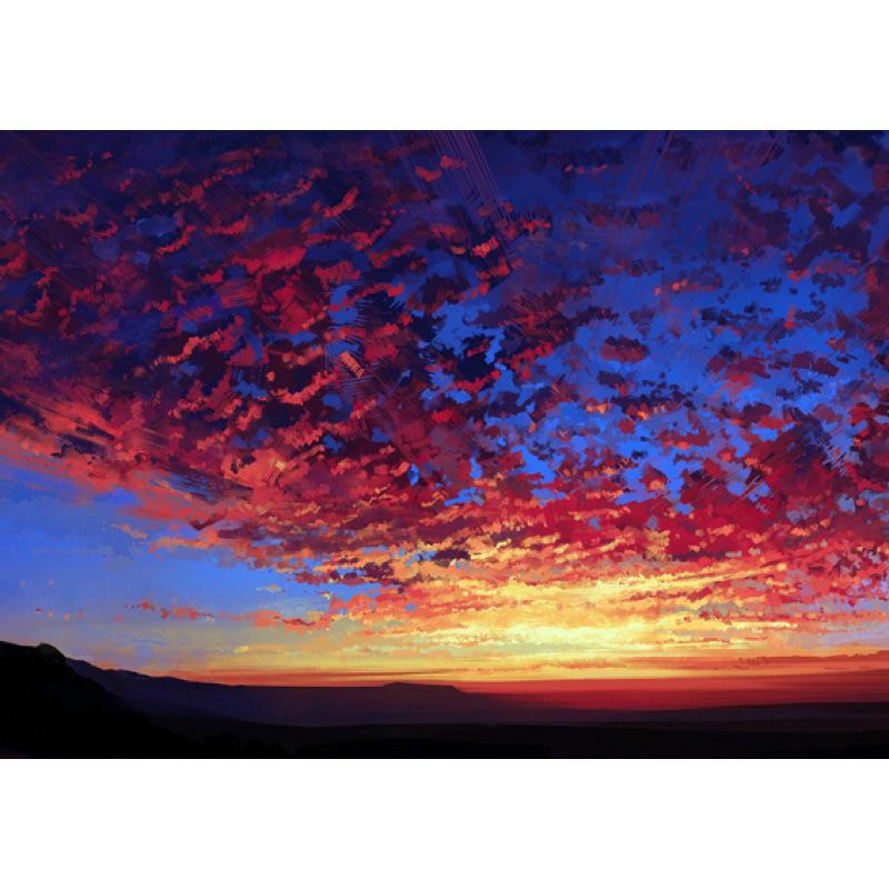 Free Shipping Sunrise Landscape Oil Painting Poster for Dorms, Cafes, Bedrooms, and Bars – Decorative Wall Art with Frame