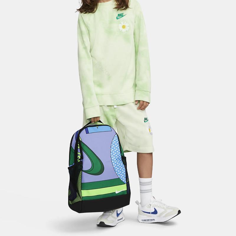 Nike Серия Brasilia Модный Повседневный Цветной Блок Полный Принт Застежка-молния Тканевый Рюкзак Обычный Мужской рюкзак Многоцветный DQ5164-010