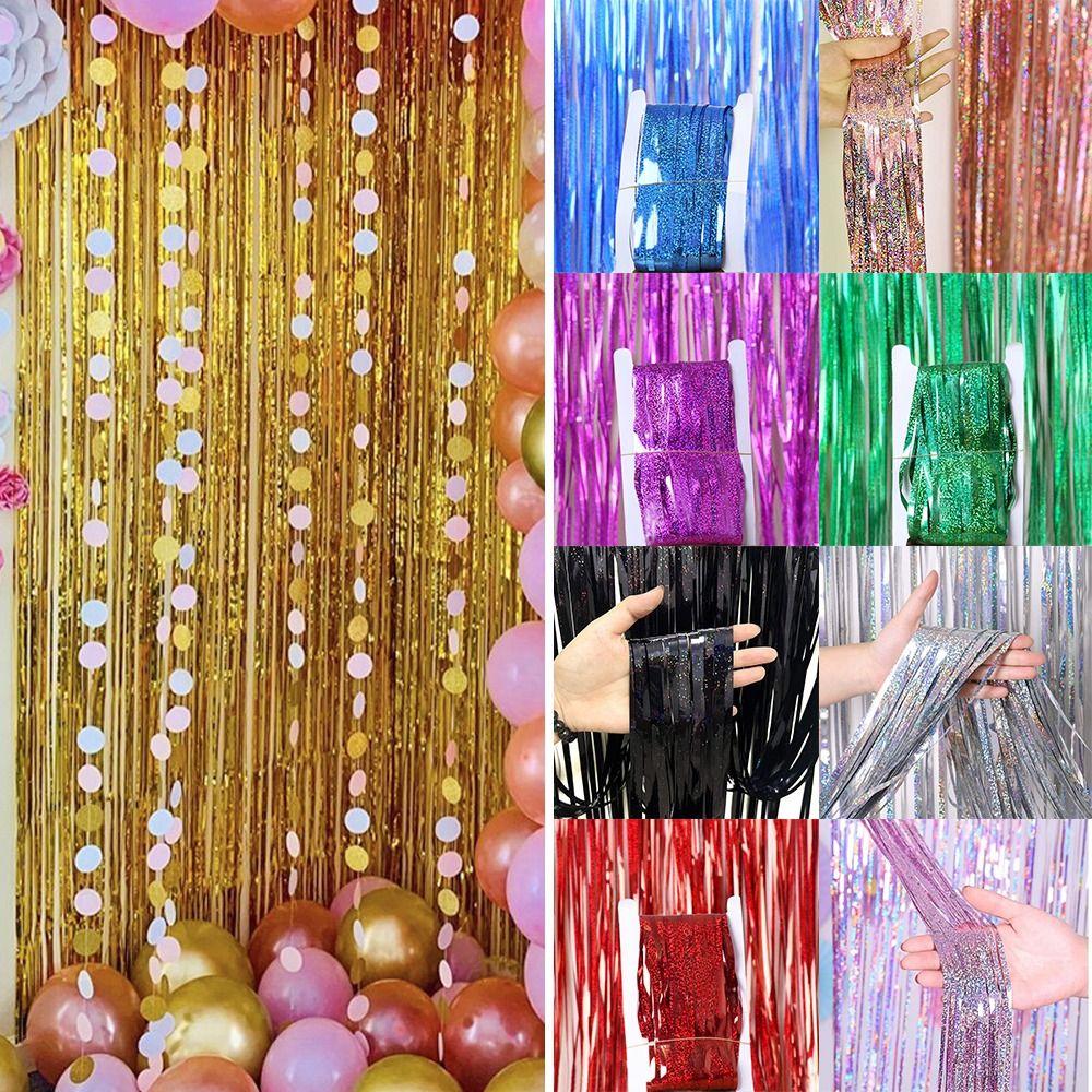 2M Foil Curtain Shimmer Backdrop Decorations  for Baby Shower Birthday Wedding Party