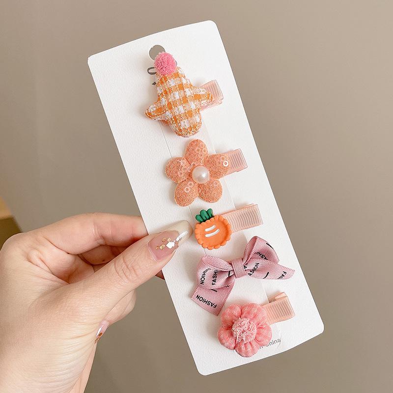 Retro Cute Baby Hair Clips – Gentle Fabric Flower Headwear for Girls