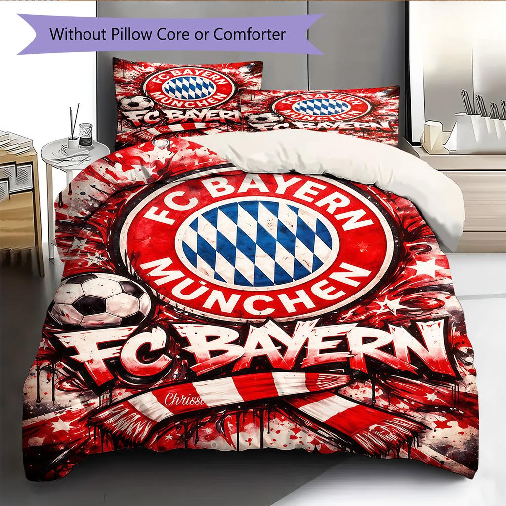 FCB logo Pattern Bedding Quilt Set Quilt Cover Pillowcase Home Decoration Birthday Gift (1 * duvet cover + 2 * pillowcase, without core)