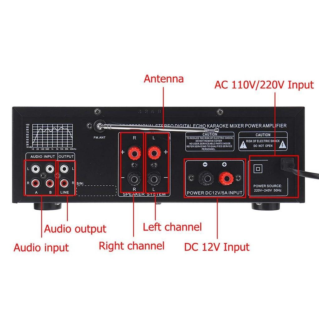 3000 Вт 326 BT, Объемный звук, USB SD, FM Усилитель, DVD, AUX, ЖК-дисплей, Домашний кинотеатр, Караоке Bluetooth Стереоусилитель