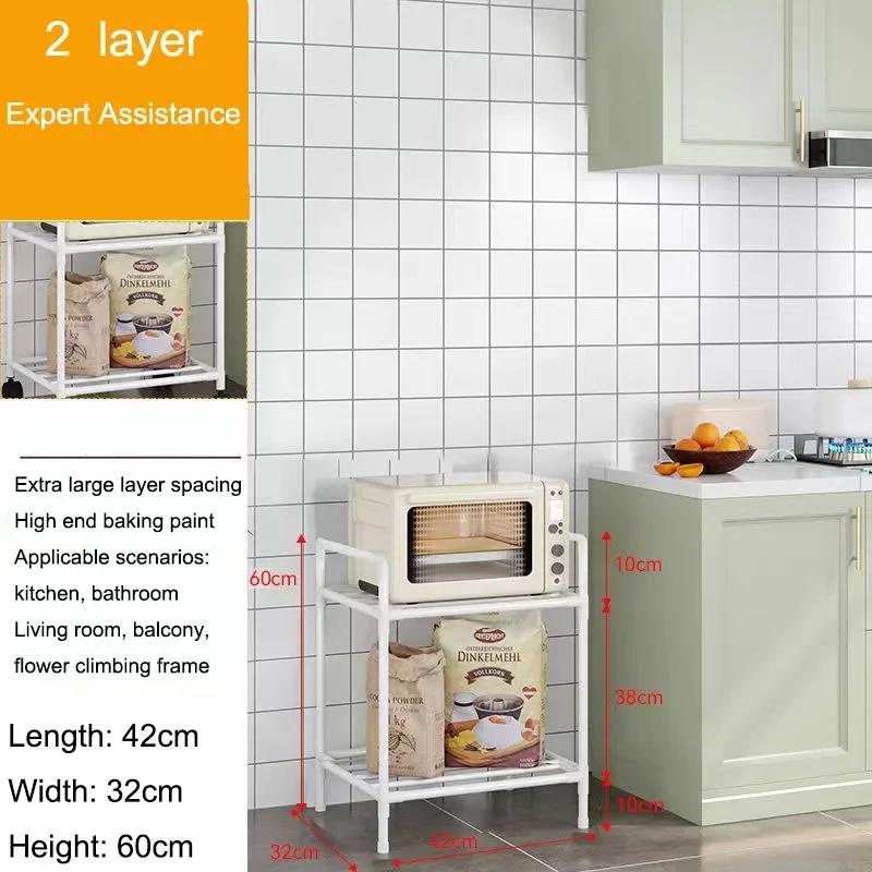 Multi-Layer Kitchen Rack Floor Standing Bathroom Storage Shelves Without Punching Holes Household Multi Layer Kitchen Storage